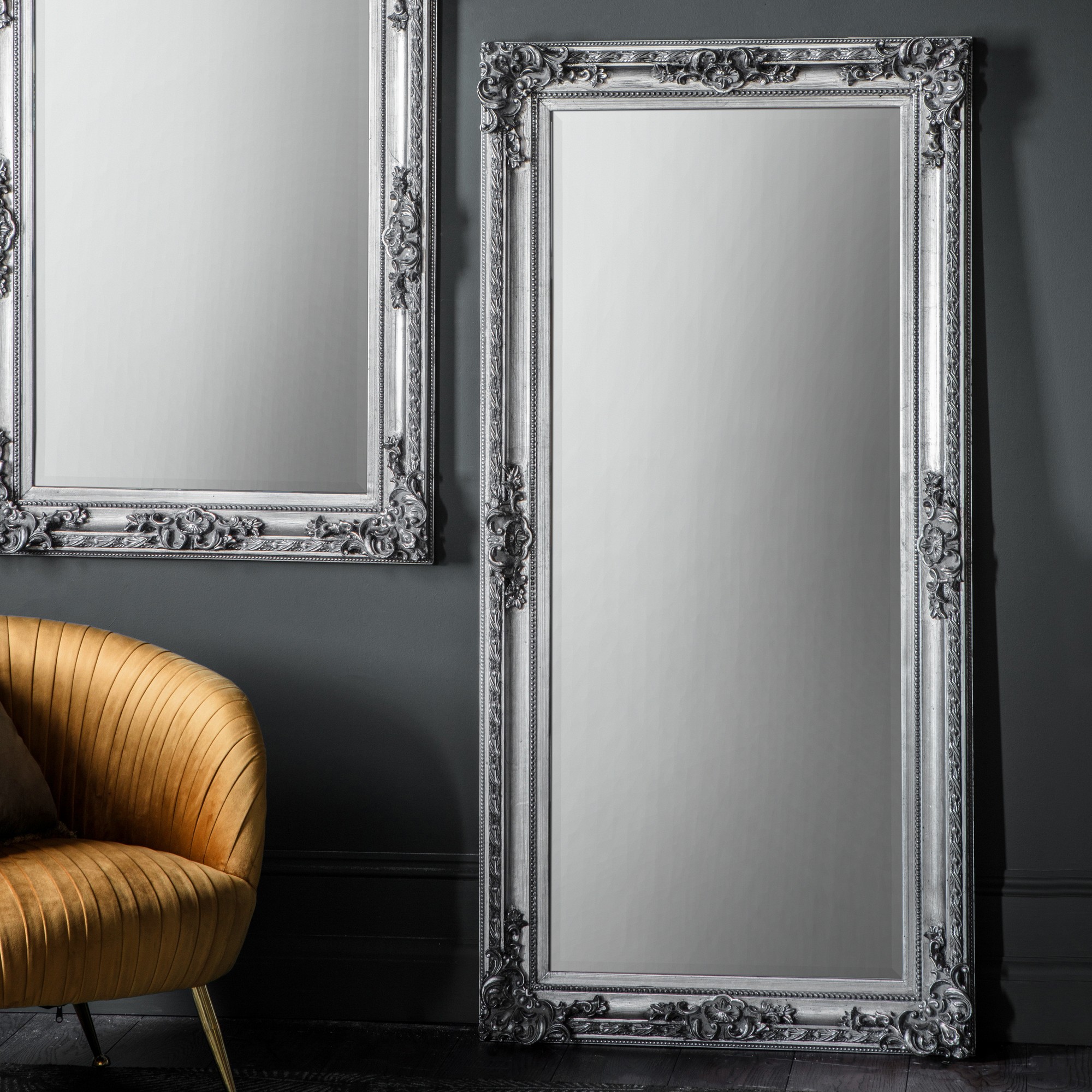 Luxe Tapi Angelica Full Length Leaner Mirror In Silver Grey